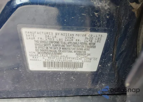 2018 Nissan Kicks Sr из США, поврежденный, VIN 3N1CP5CU1JL524897